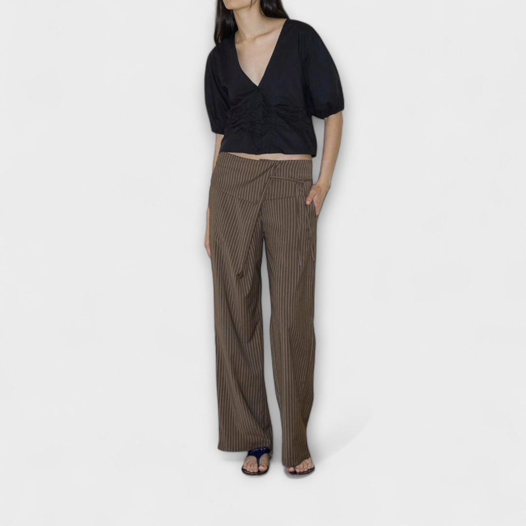 Pantaloni Striati Pieghevoli