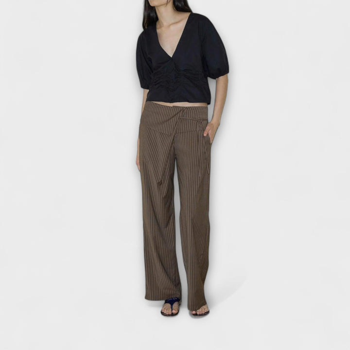 Pantaloni Striati Pieghevoli