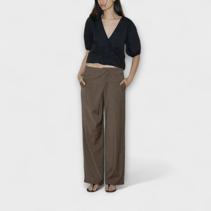 Pantaloni Striati Pieghevoli