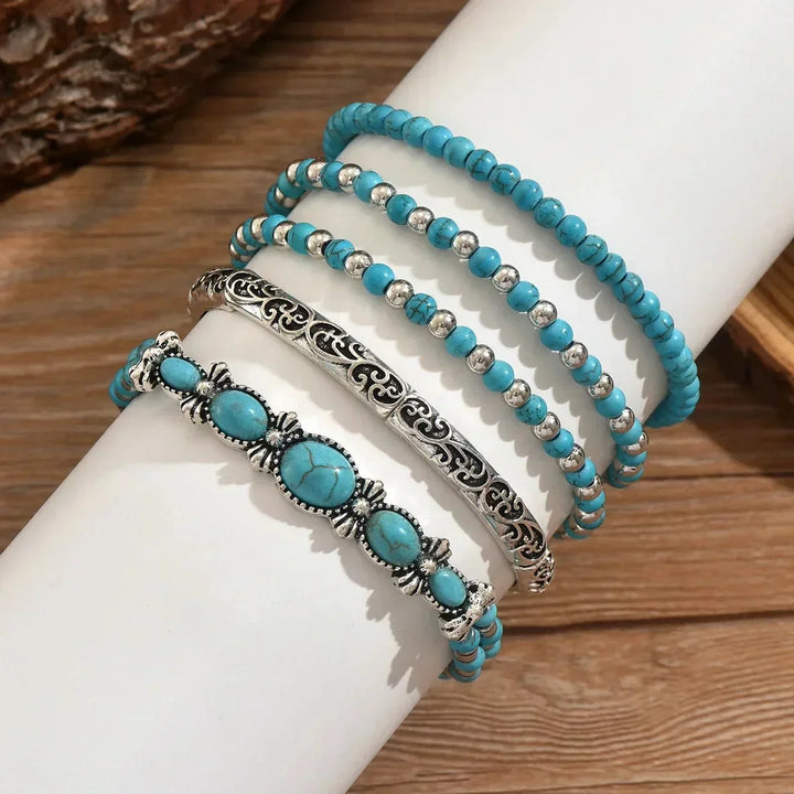 Maëlys™ — Raffinato bracciale multi-strato in turchese