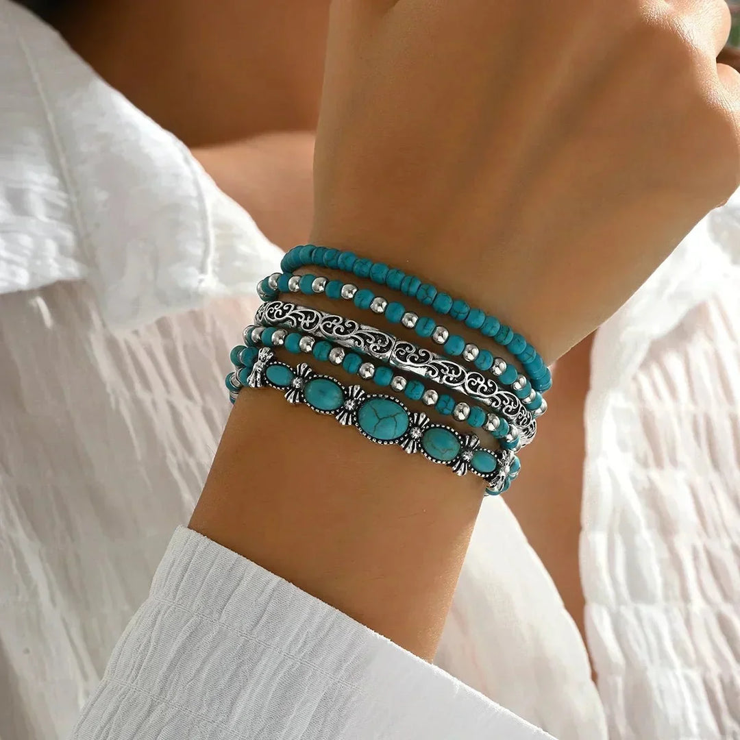 Maëlys™ — Raffinato bracciale multi-strato in turchese