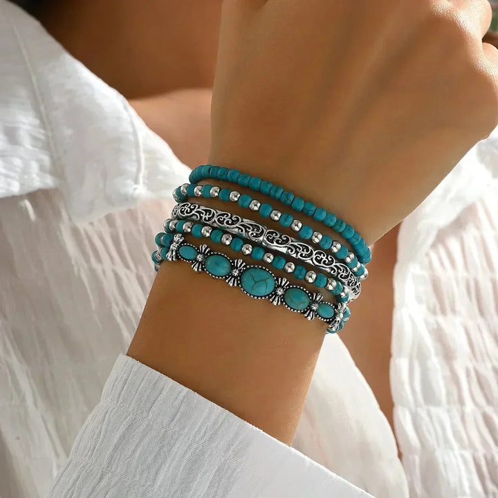 Maëlys™ — Raffinato bracciale multi-strato in turchese