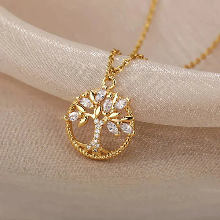 Collana in oro Albero della Vita con zirconia