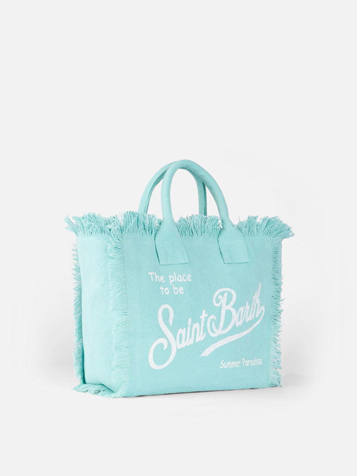 Colette Canvas Tote Bag in Aqua Green