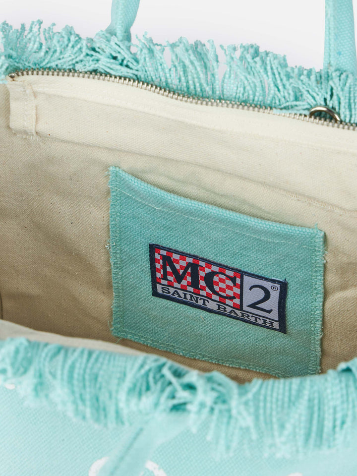 Colette Canvas Tote Bag in Aqua Green