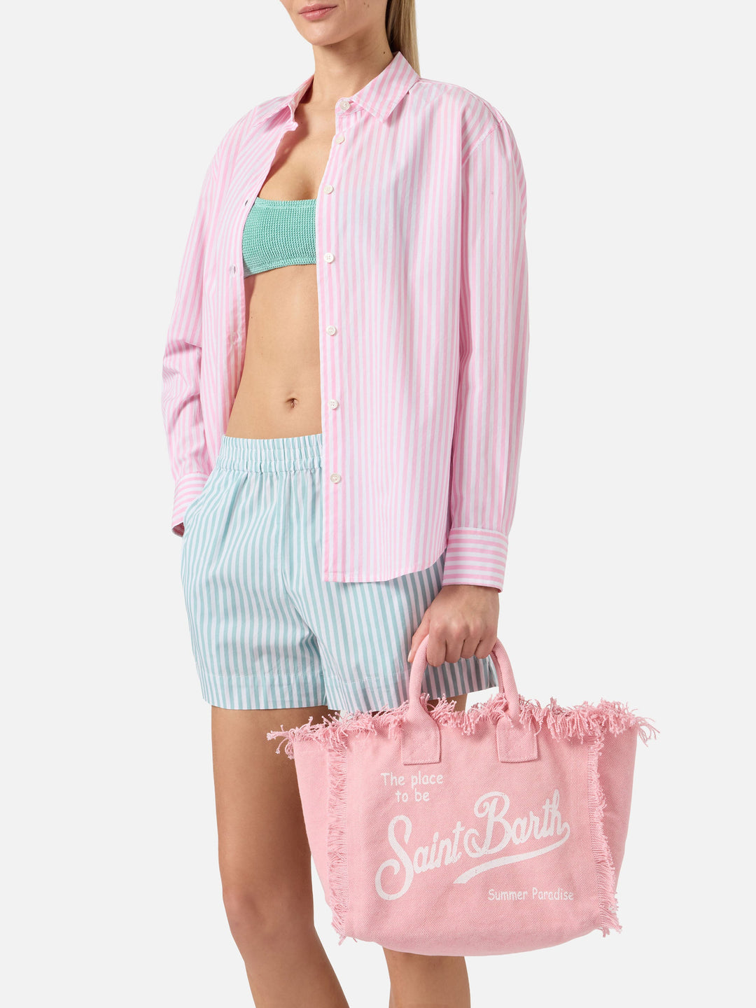 Colette Pink Canvas Fringe Bag
