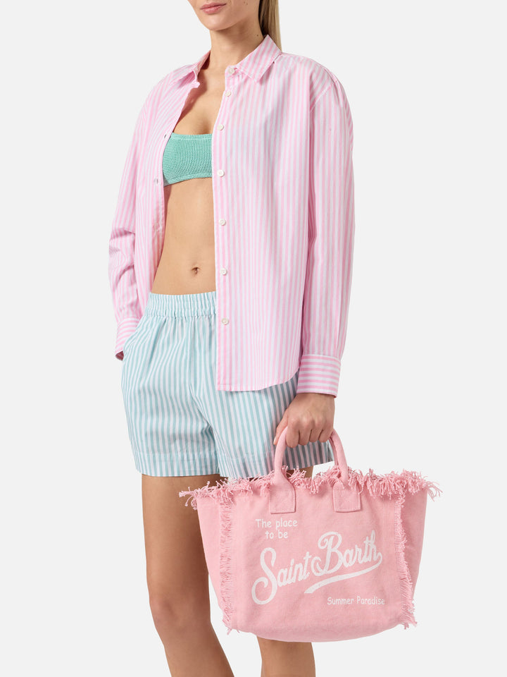 Colette Pink Canvas Fringe Bag