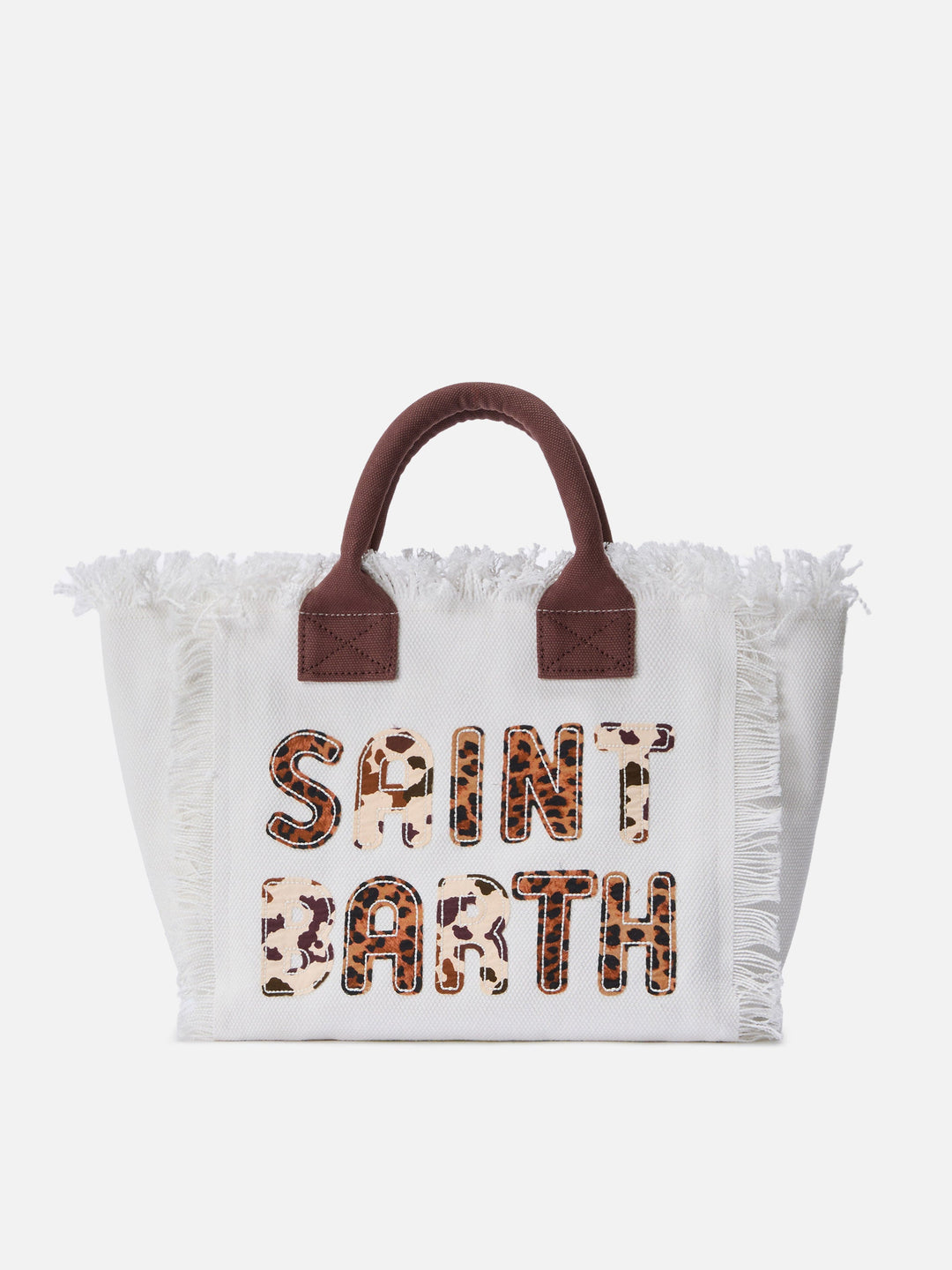 Colette White Canvas Bag with Animal Print Logo Patch
