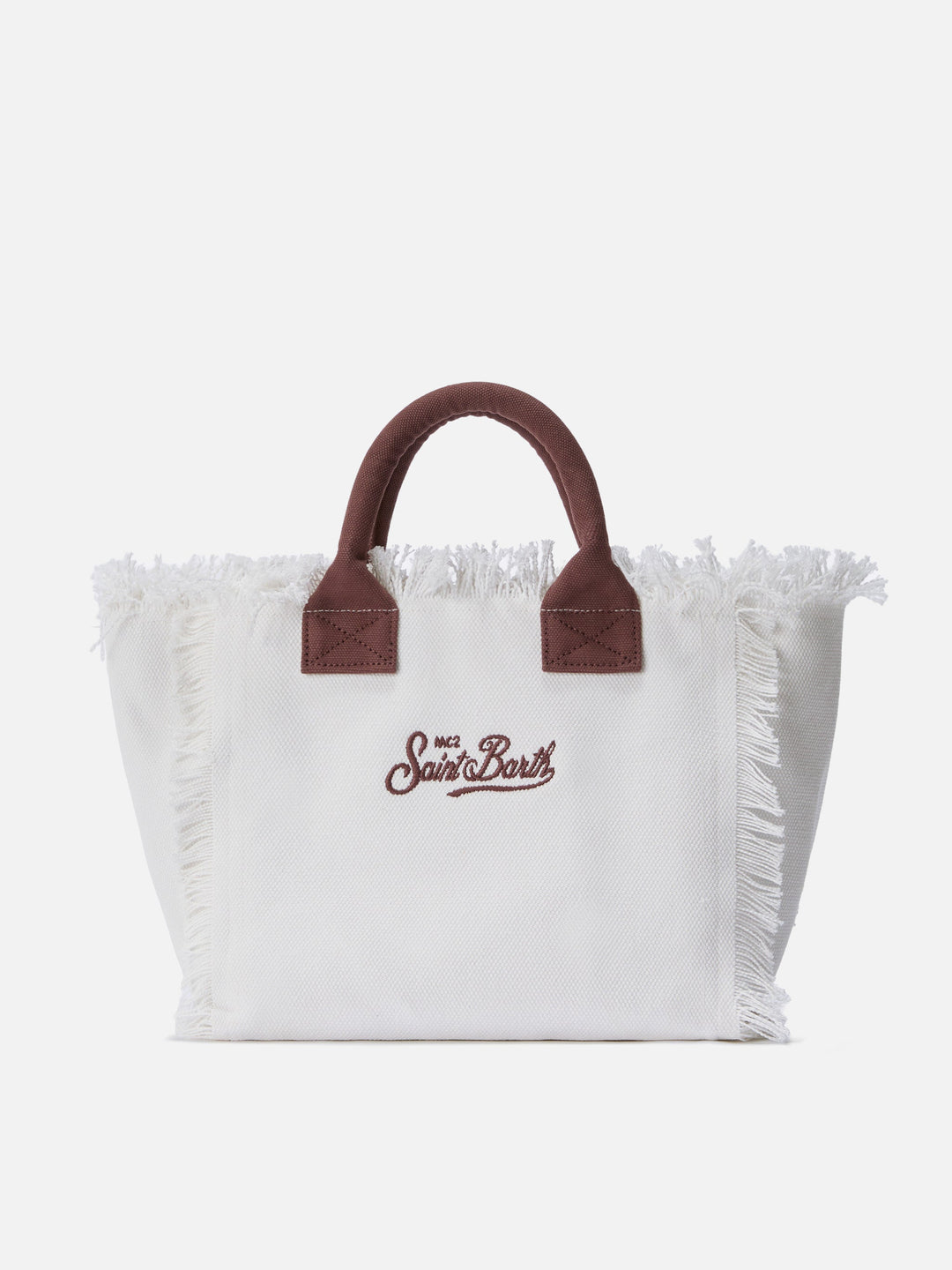 Colette White Canvas Bag with Animal Print Logo Patch