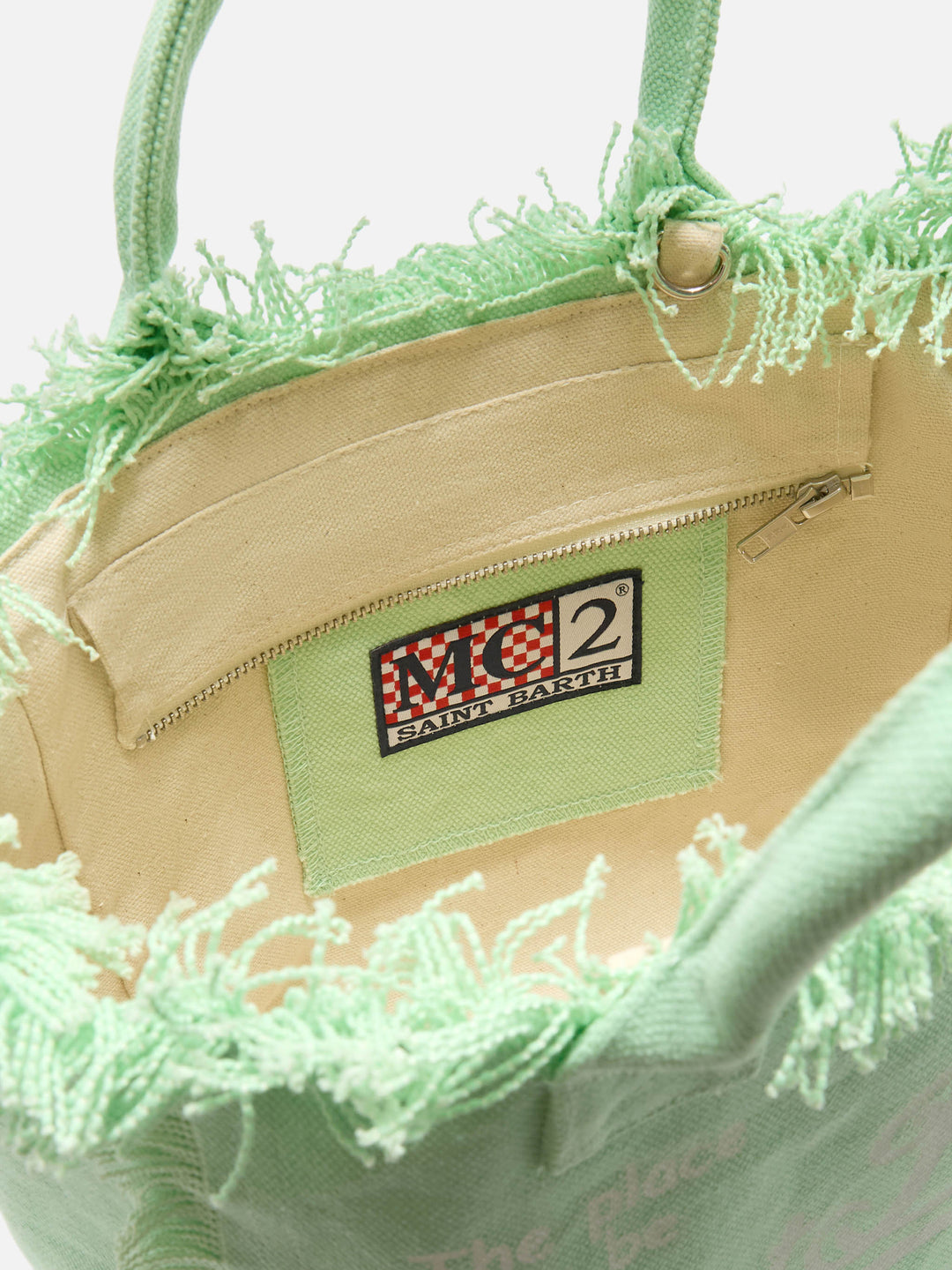 Colette Mint Green Canvas Bag with Fringe