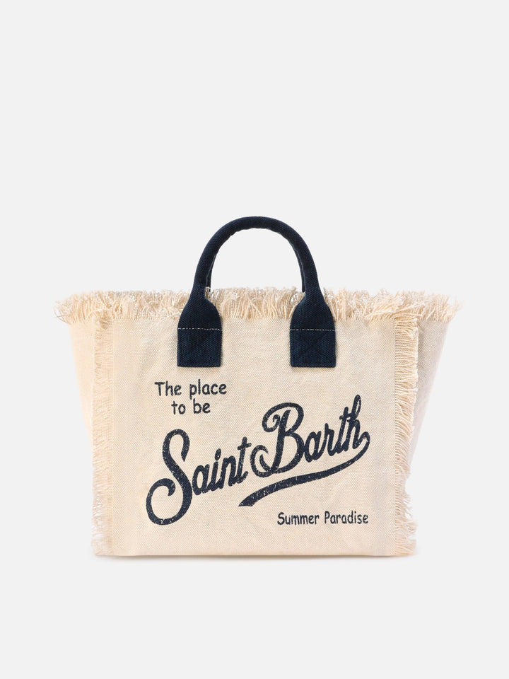 Colette White Canvas Bag with Fringe