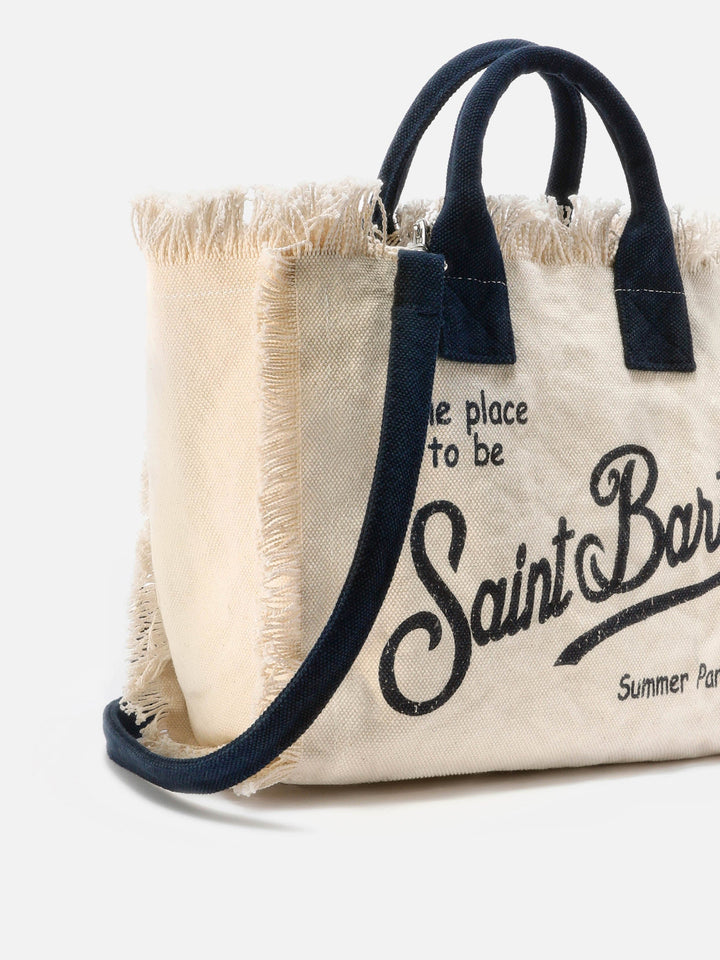Colette White Canvas Bag with Fringe