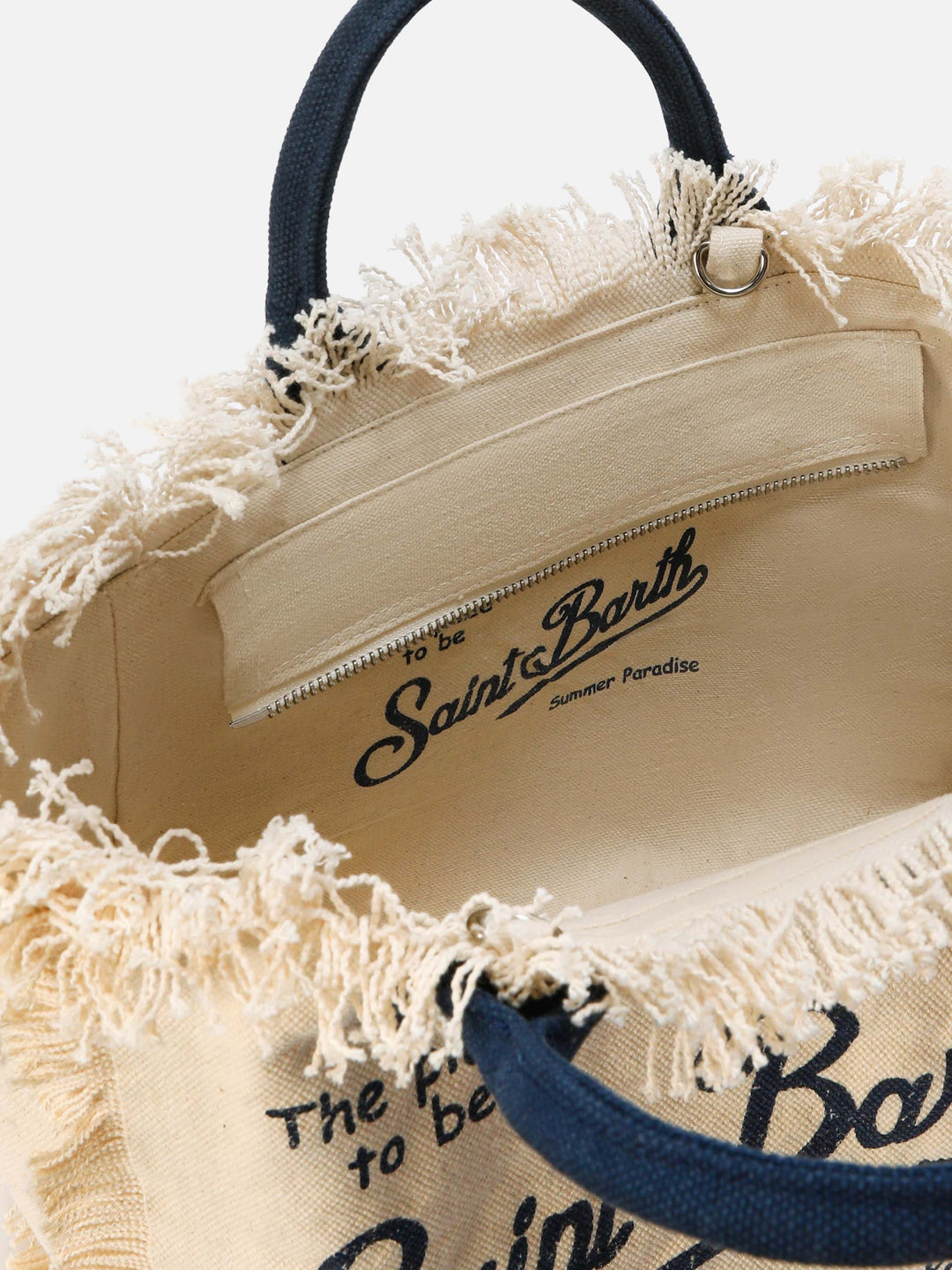 Colette White Canvas Bag with Fringe