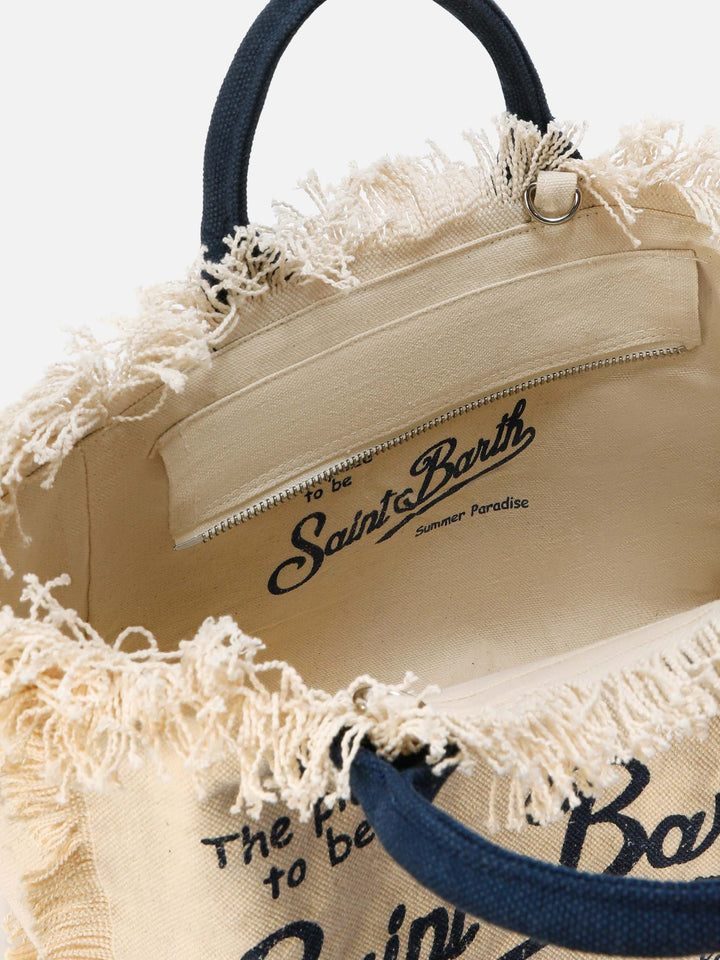 Colette White Canvas Bag with Fringe