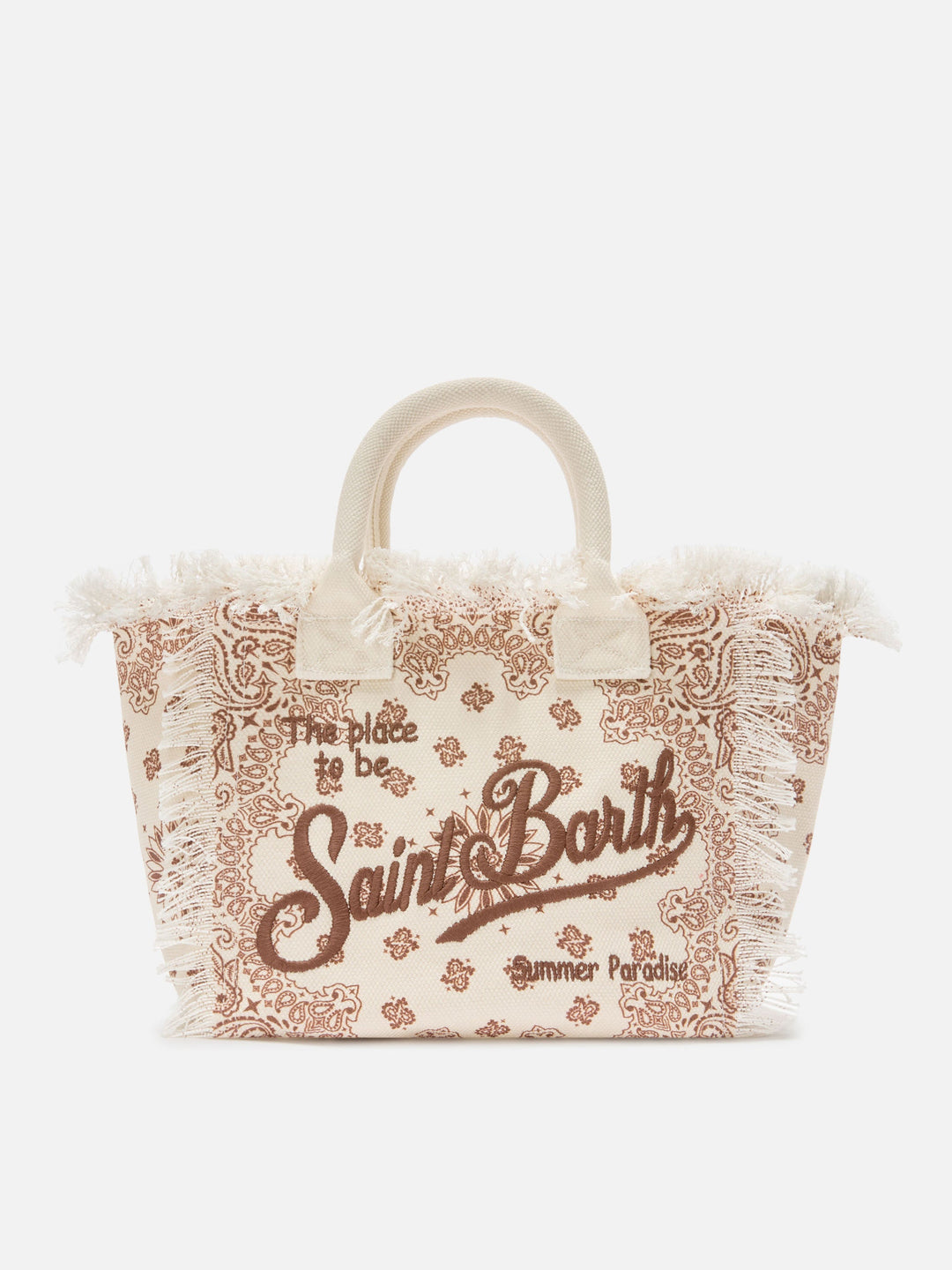 Colette Beige Canvas Bag with Bandana Print