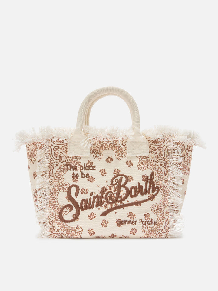 Colette Beige Canvas Bag with Bandana Print