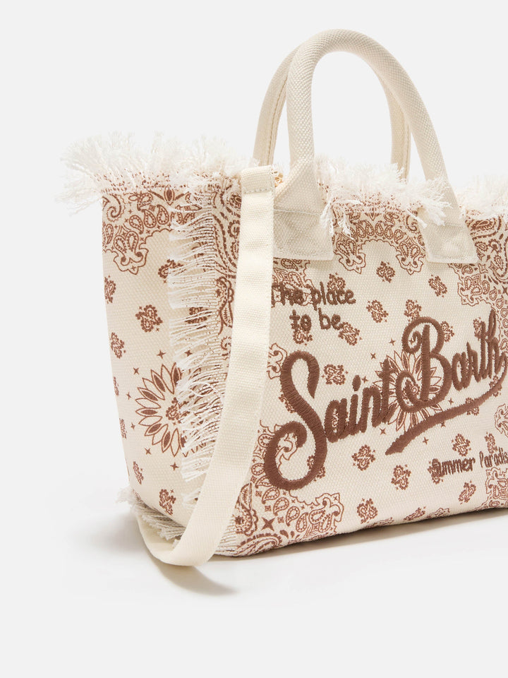 Colette Beige Canvas Bag with Bandana Print