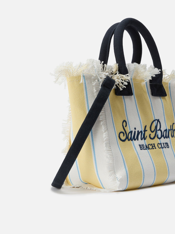 Colette Striped Yellow Canvas Bag with Embroidered Logo