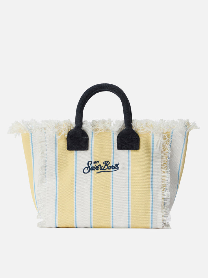 Colette Striped Yellow Canvas Bag with Embroidered Logo