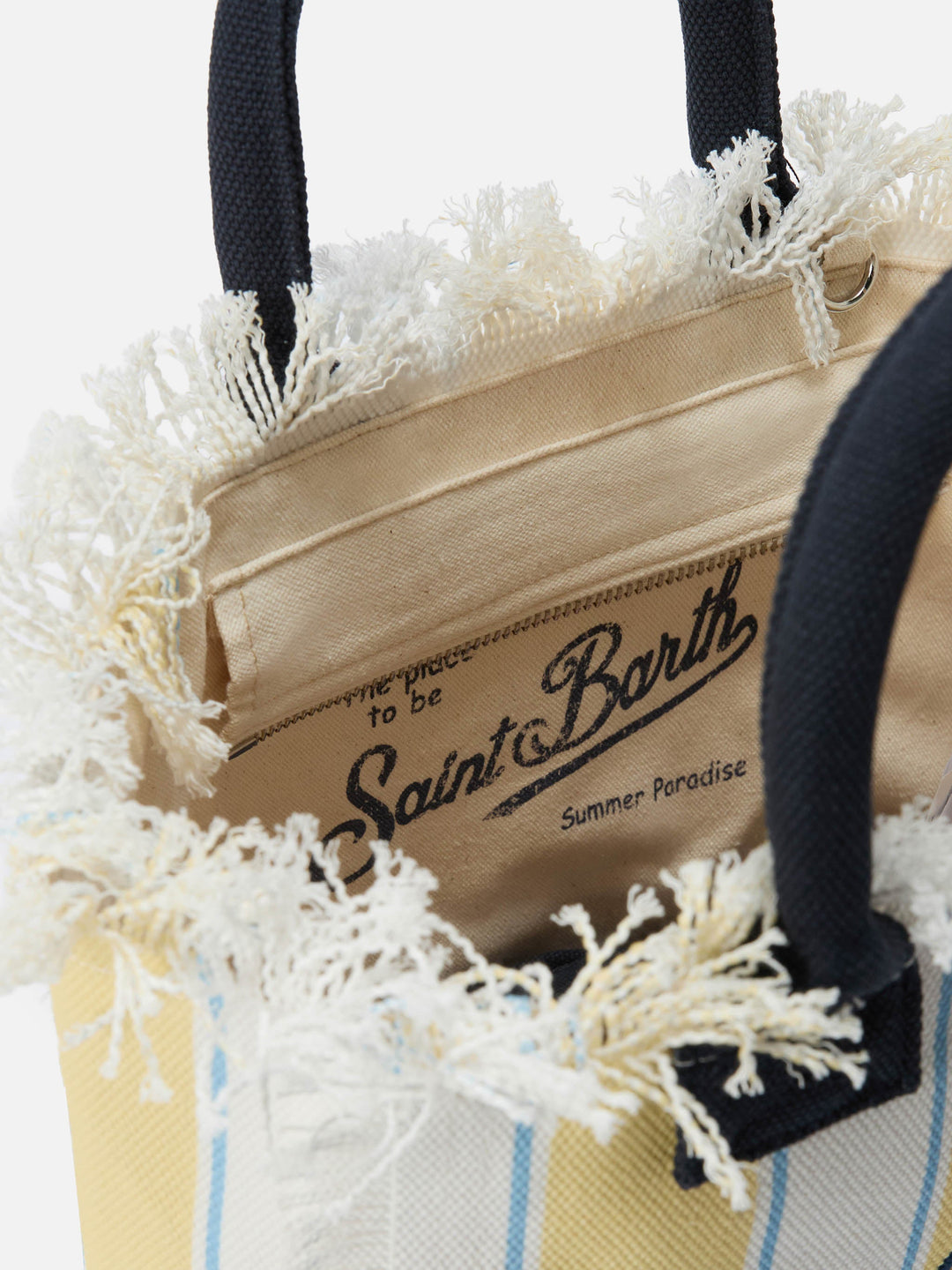 Colette Striped Yellow Canvas Bag with Embroidered Logo