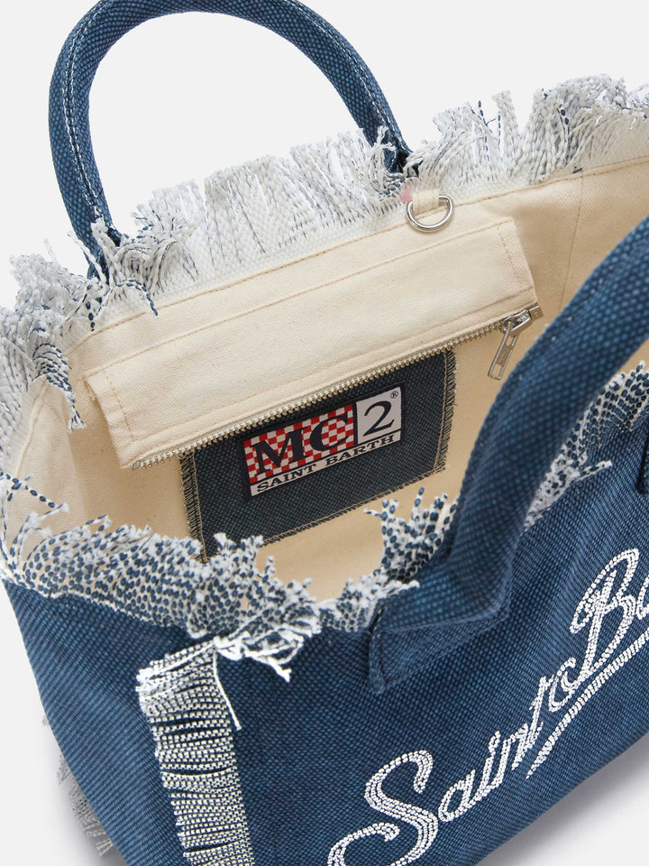 Colette Indigo Canvas Tote Bag with Rhinestone Logo