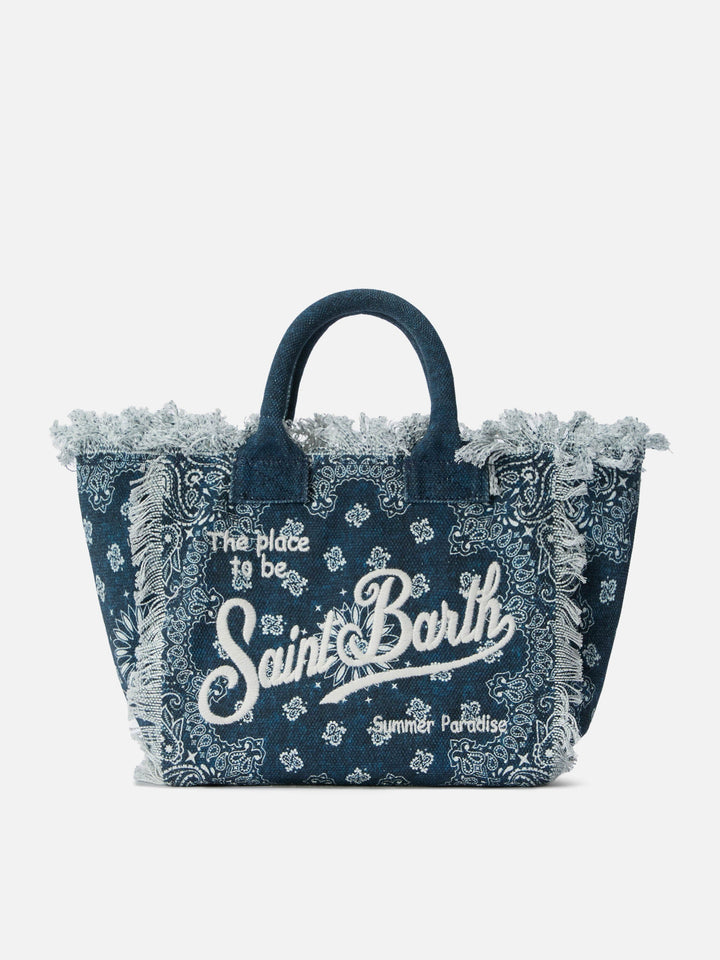 Colette Bag in Light Blue Canvas with Bandana Print