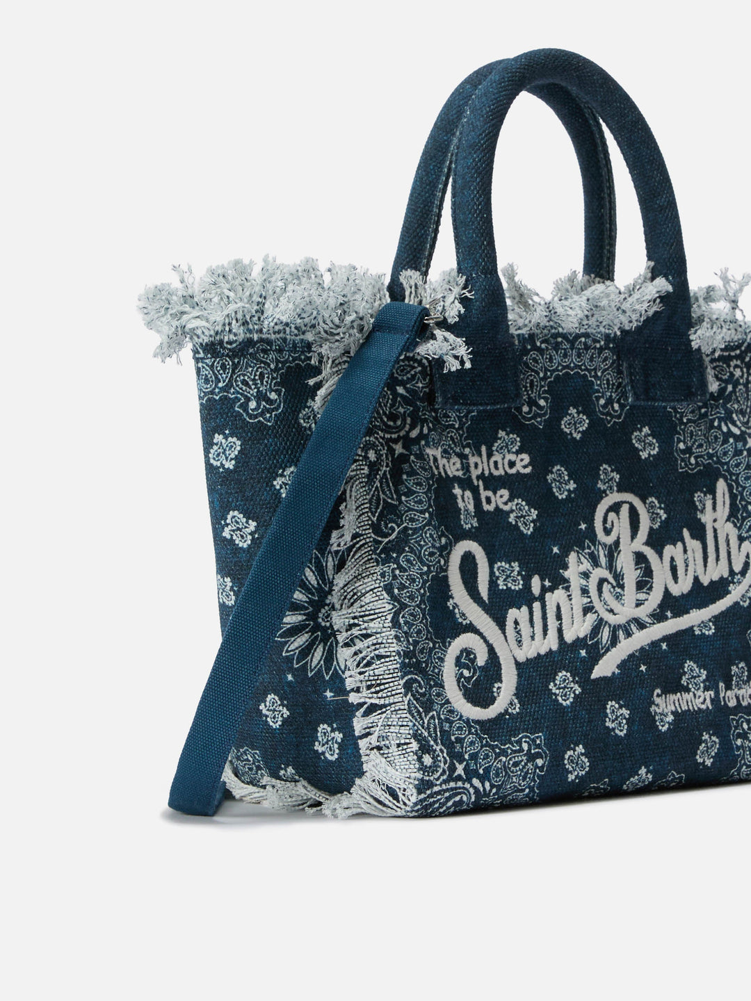 Colette Bag in Light Blue Canvas with Bandana Print