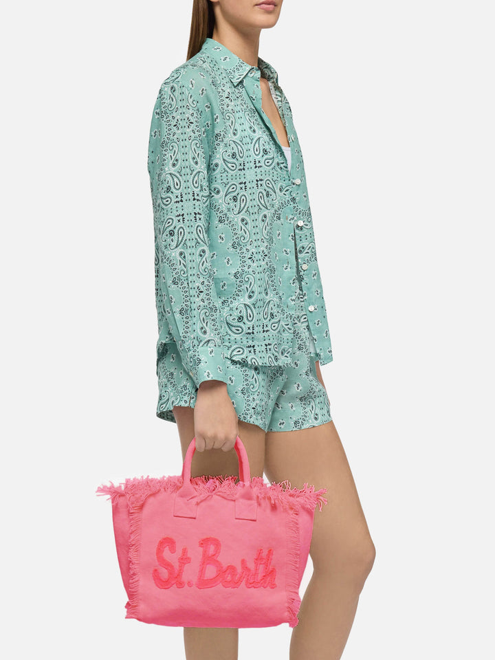 Colette Pink Cotton Canvas Bag with Logo Patch