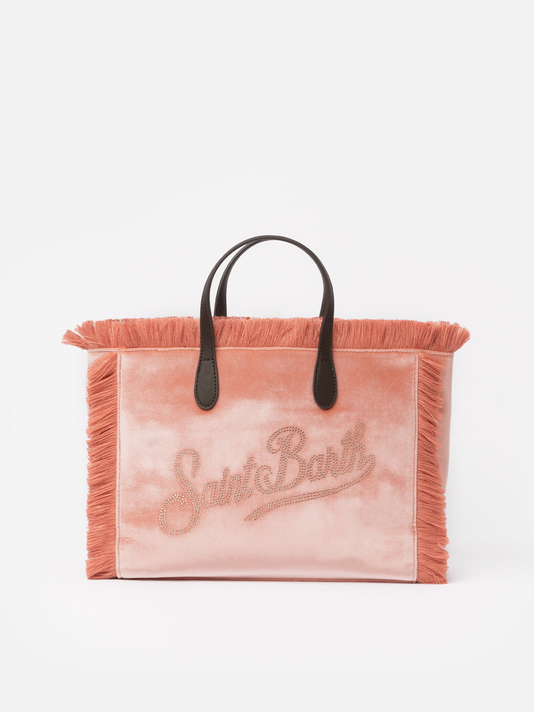 Colette Velvet Pink Bag with Rhinestone Logo