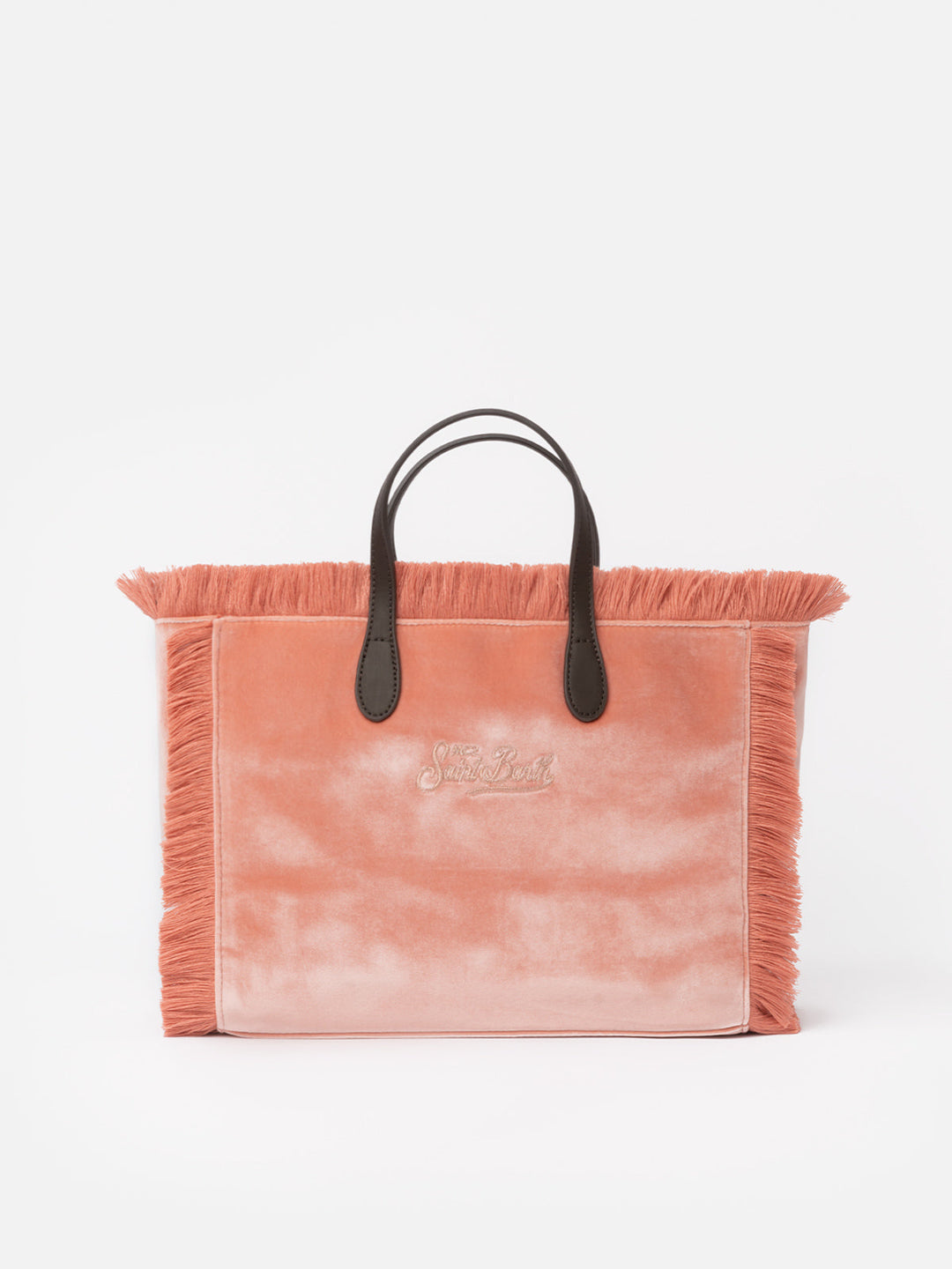 Colette Velvet Pink Bag with Rhinestone Logo