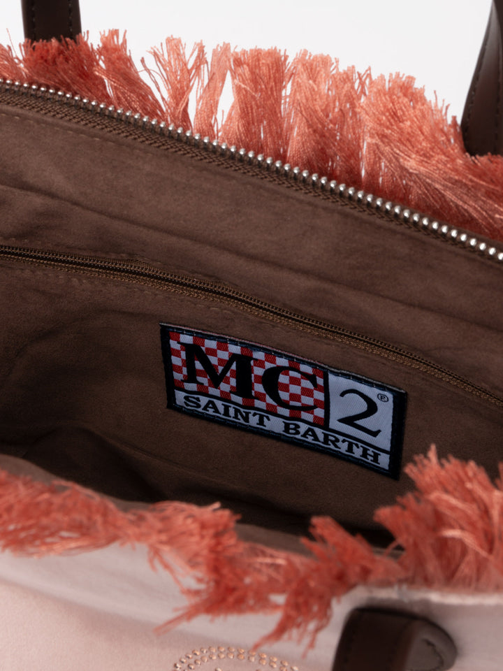 Colette Velvet Pink Bag with Rhinestone Logo