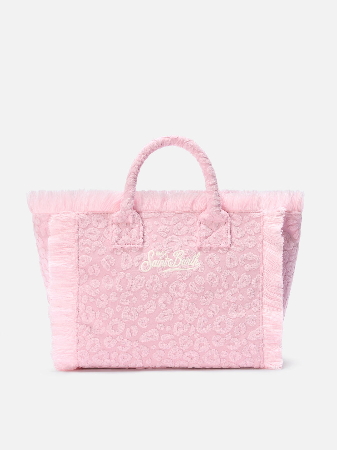 Colette Bag in Textured Terry Fabric with Embossed Leopard Print