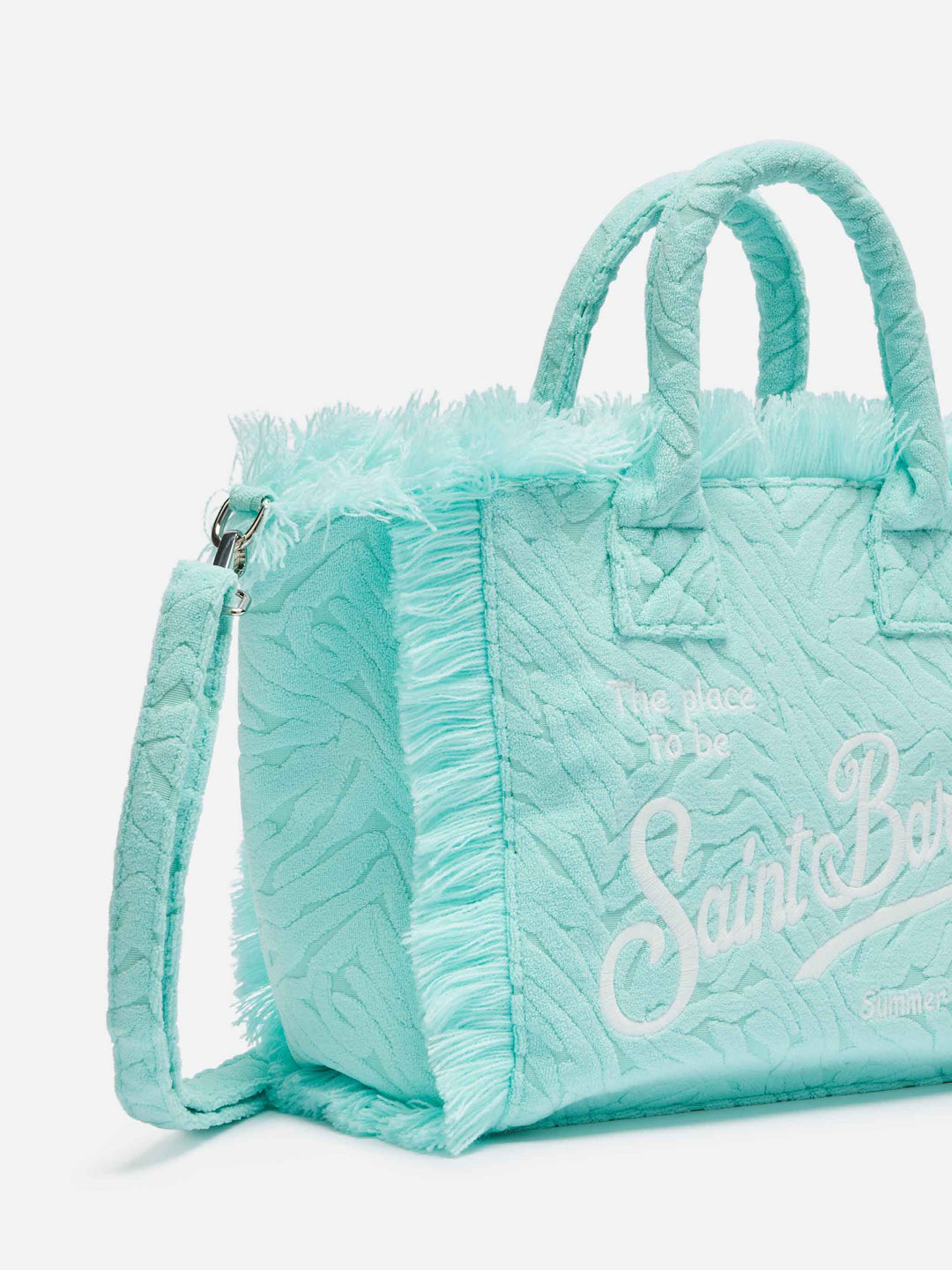 Colette Aqua Green Terry Bag with Embossed Zebra Print