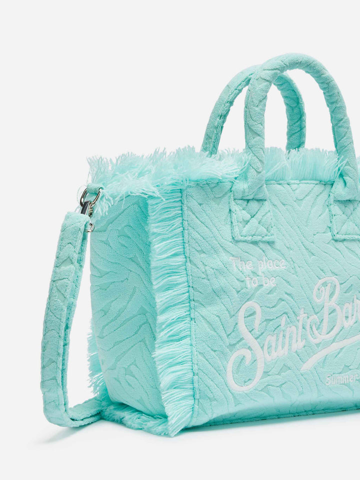 Colette Aqua Green Terry Bag with Embossed Zebra Print