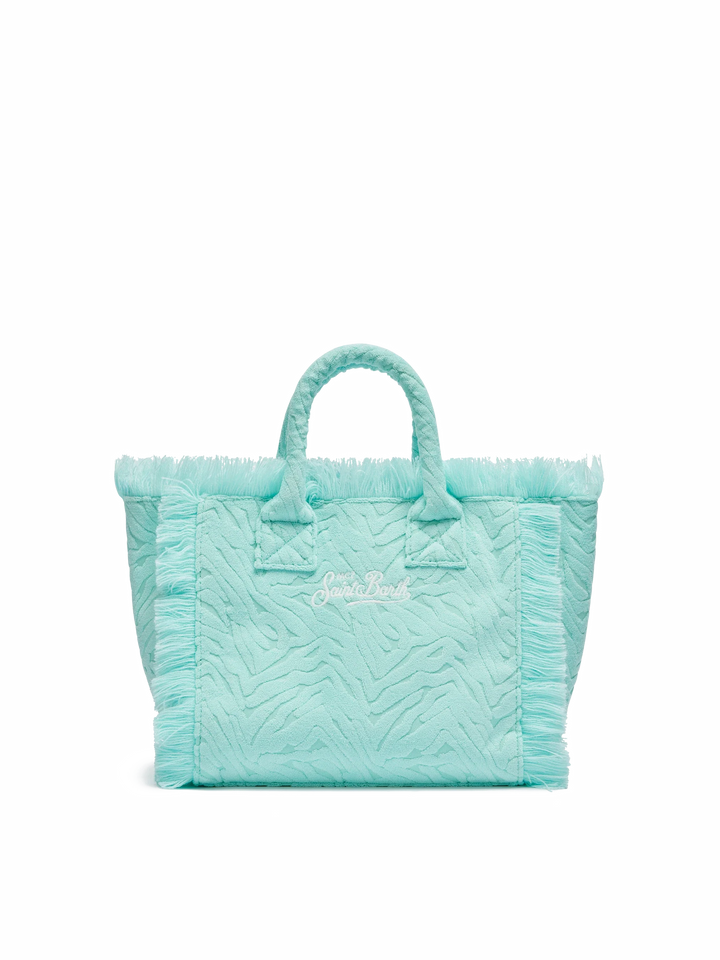 Colette Aqua Green Terry Bag with Embossed Zebra Print