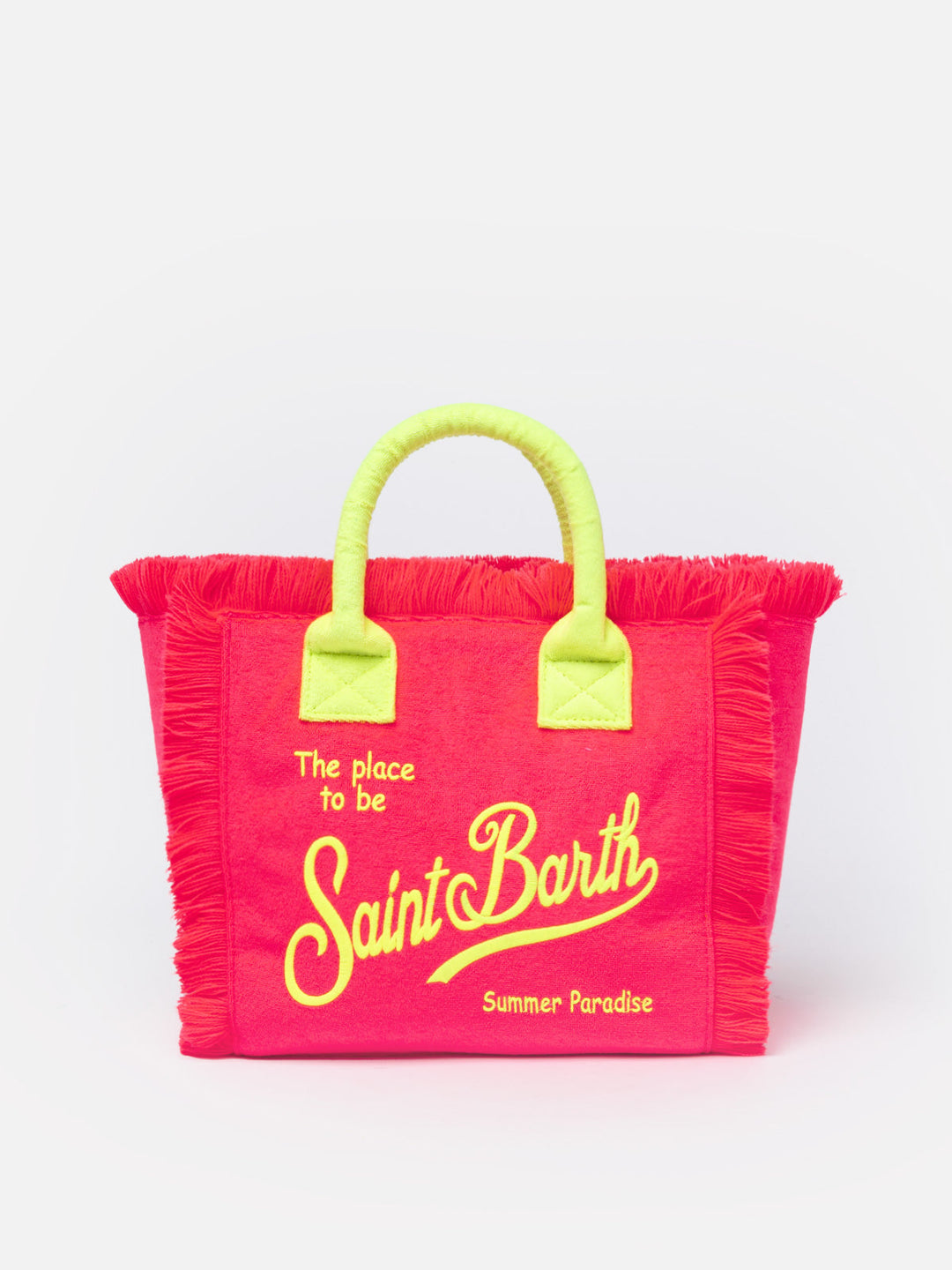 Saint Barth Colette Fuchsia Terry Cloth Bag with Logo