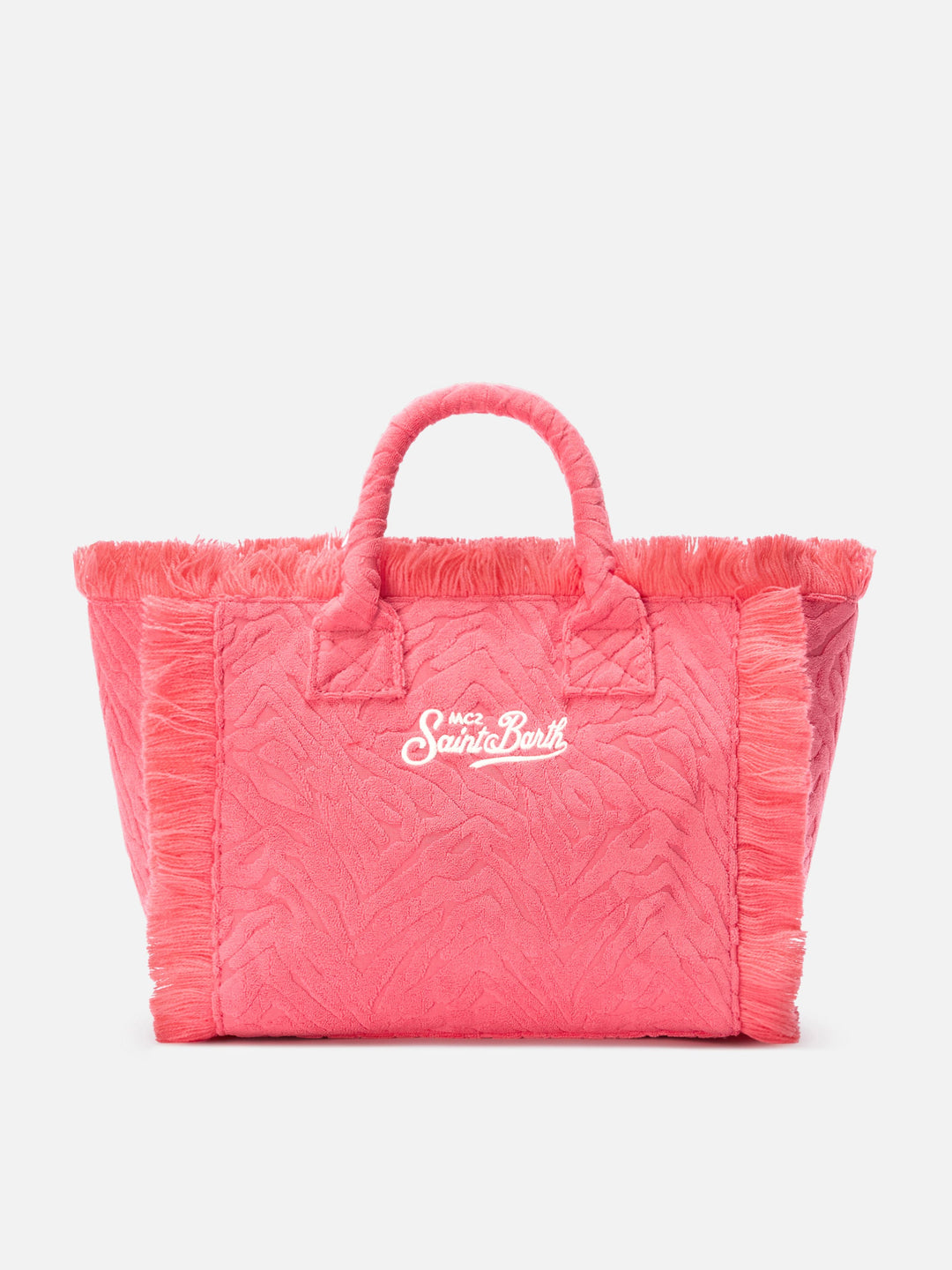 Colette Bag in Textured Terry Fabric with Raised Zebra Print