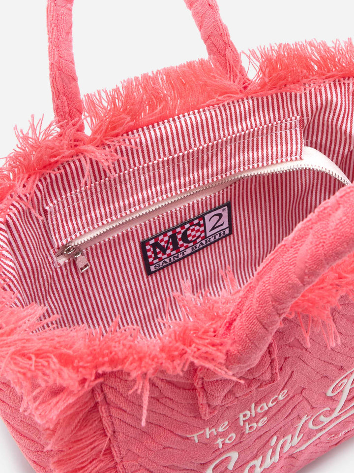 Colette Bag in Textured Terry Fabric with Raised Zebra Print