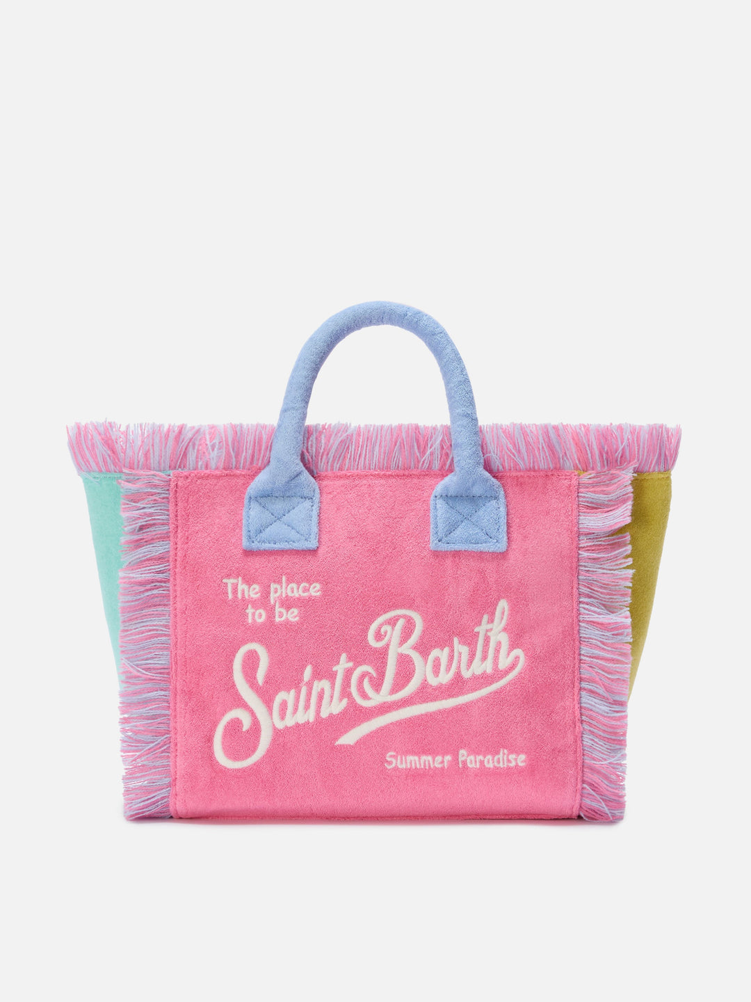 Colette Bag in Multicolor Terry Cloth with Color Block Design