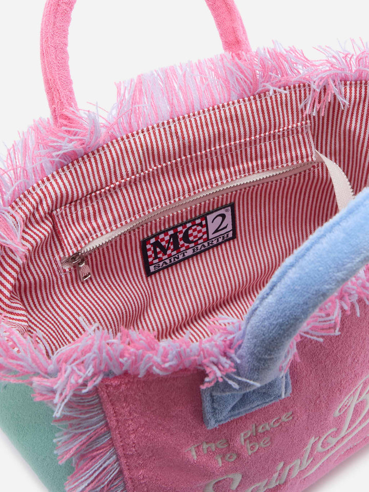 Colette Bag in Multicolor Terry Cloth with Color Block Design