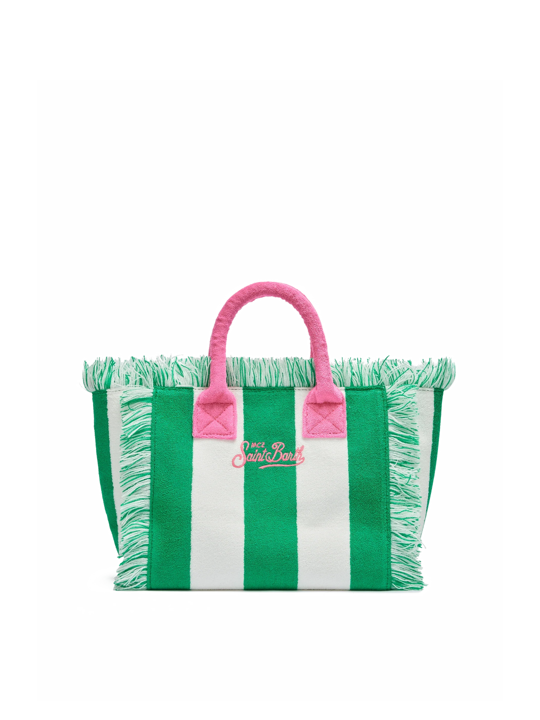 Colette Green Terry Cloth Bag with Green Striped Print