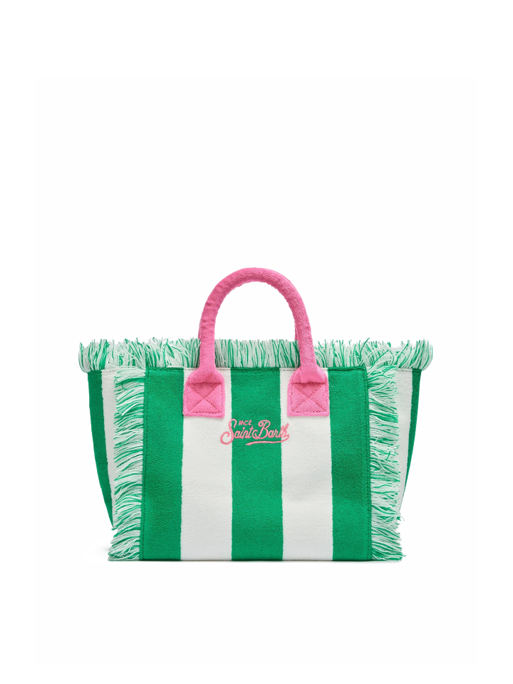 Colette Green Terry Cloth Bag with Green Striped Print