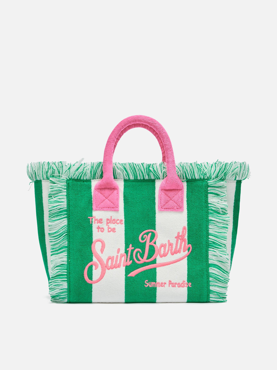 Colette Green Terry Cloth Bag with Green Striped Print