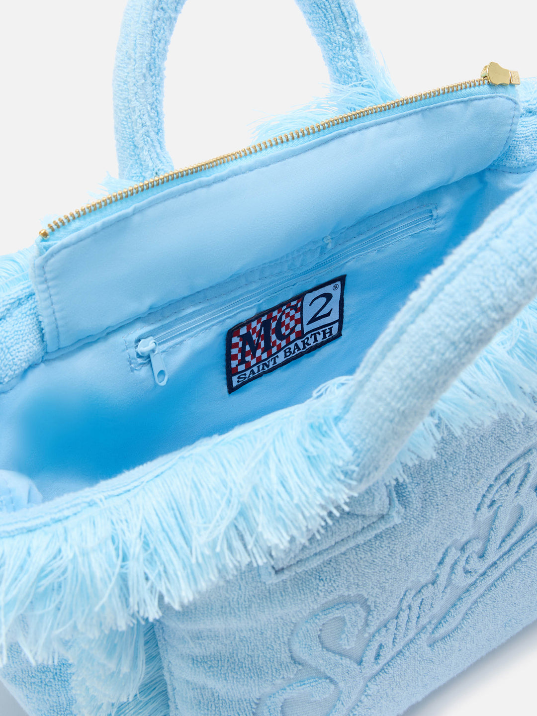 Borsa Colette in tessuto effetto spugna azzurro