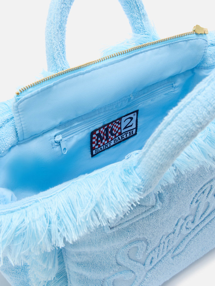 Borsa Colette in tessuto effetto spugna azzurro