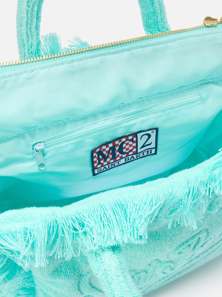 Colette Bag in Solid Aqua Green Terry Fabric