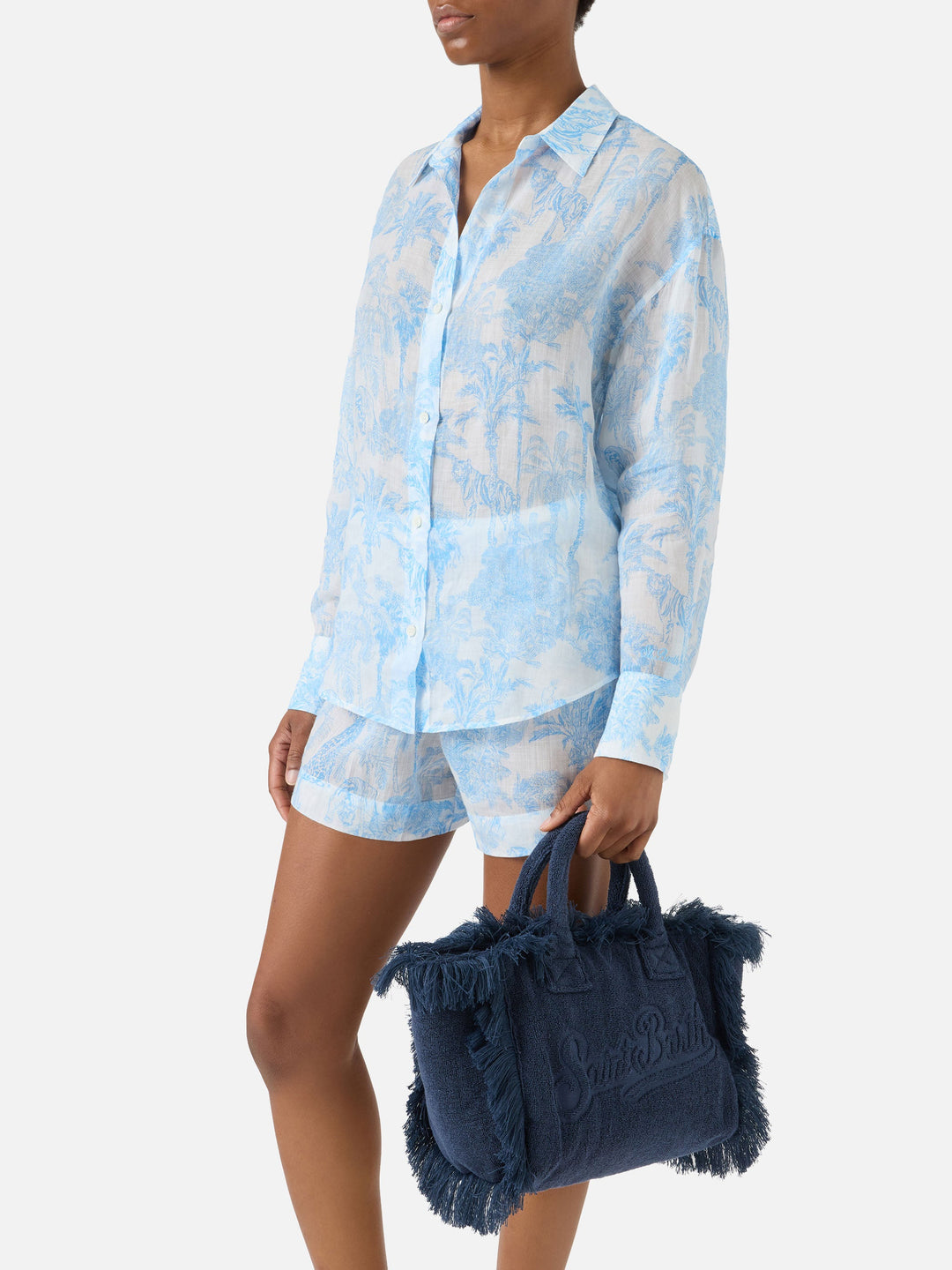 Colette Bag in Solid Blue Terry Fabric
