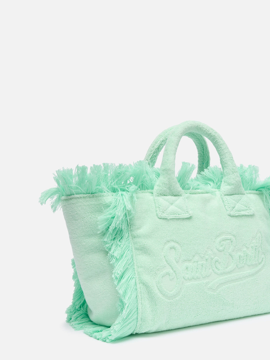 Colette Mint Green Terry Cloth Bag with Embossed Design