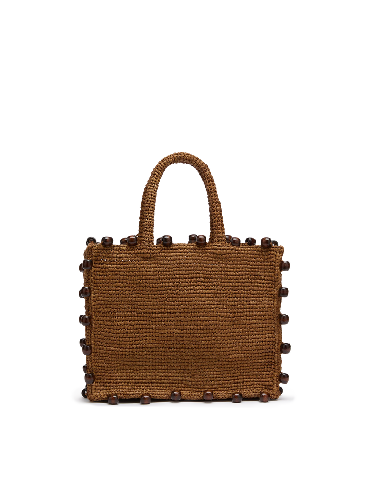 Colette Raffia Bag with Embroidered Logo and Bead Accents