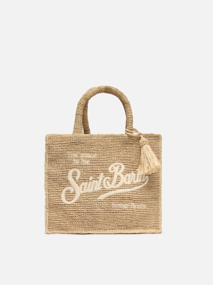 Colette Rafia Bag with Logo Embroidery